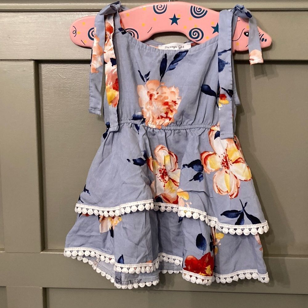 Persaya Girl Stitch Fix Danyca Tiered Tank Top in Light Blue Floral Size XS NWT